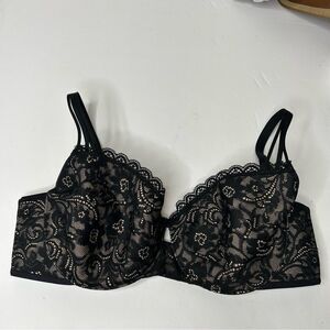 Soma Black Lace Underwire Bra 34C balconet